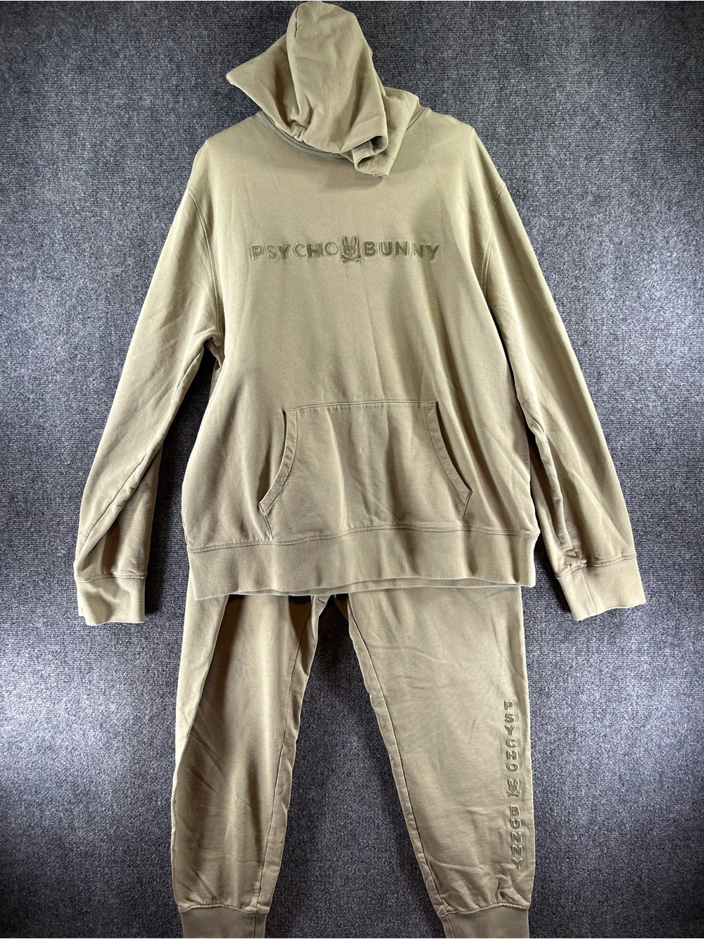 Psycho Bunny 2 Piece Warm-Up Set Pullover Hoodie & Jogger Pants 2XL Green Travel